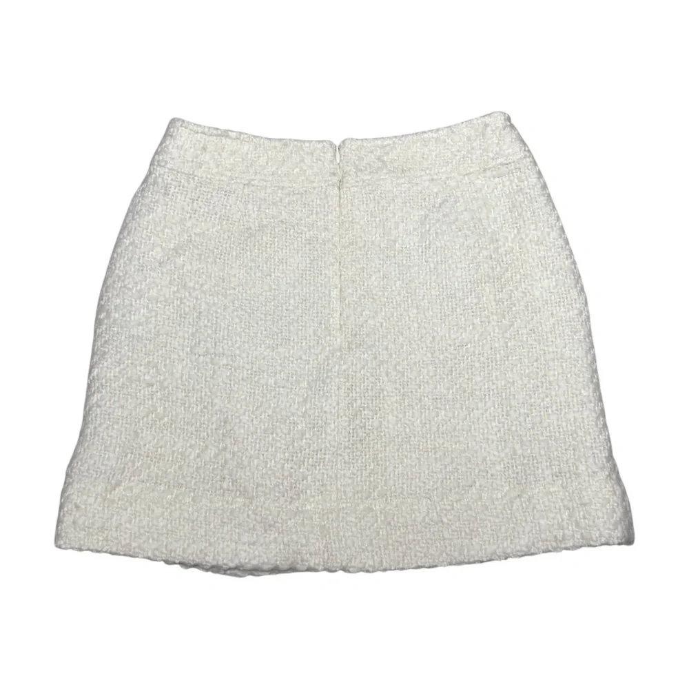 REISS June Short Boucle Skirt Ivory Off-White Size 6, UK 10 Pockets Lined Pencil